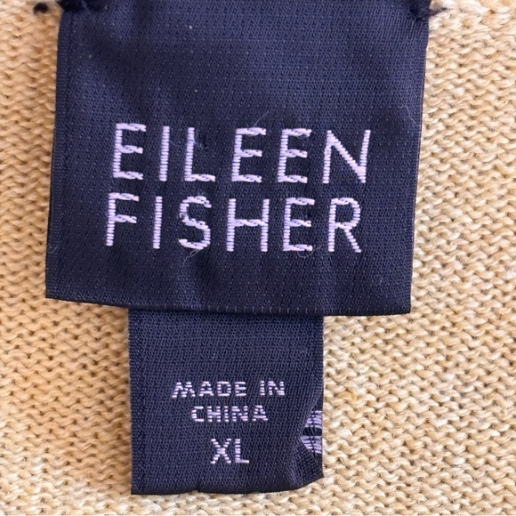 Eileen Fisher Silk Cashmere Yellow/Green Drawstring Scoop Neck Sweater Size XL - Picture 7 of 9